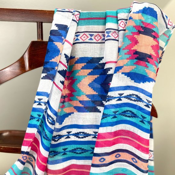 White Blue Cool Summer Spring Scarves for Women Festival Shawls Gift for Her - Picture 1 of 3